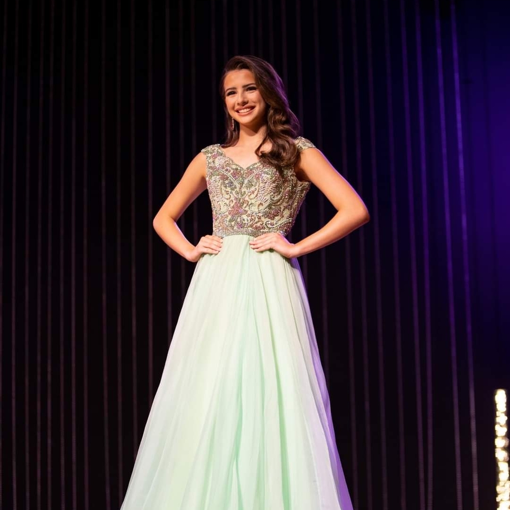 Sherri Hill Light Green Embellished Gown